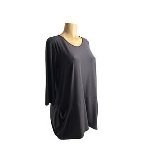 Women S Sun Kim Lagenlook Jann Jersey Tunic Top Shirt Green Drop Waist Slouchy